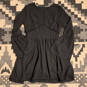 Aqua Bell Sleeve Babydoll Mini Dress Boho Retro